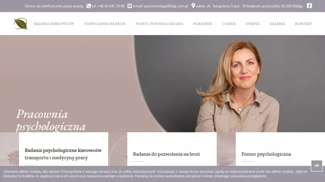 Zrzut ekranu strony Psycholog Elbląg - Pracownia Psychologii Pracy Ewa Kulpa-Dudzik