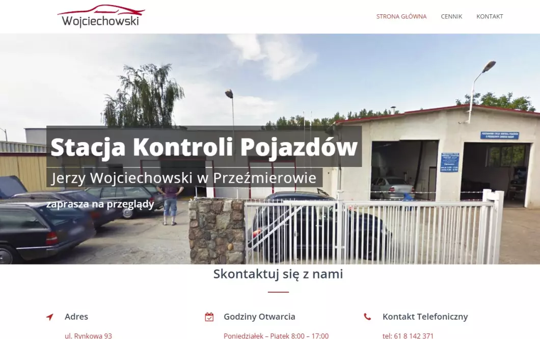 Zrzut ekranu strony Stacja Kontroli Pojazdów Jerzy Wojciechowski