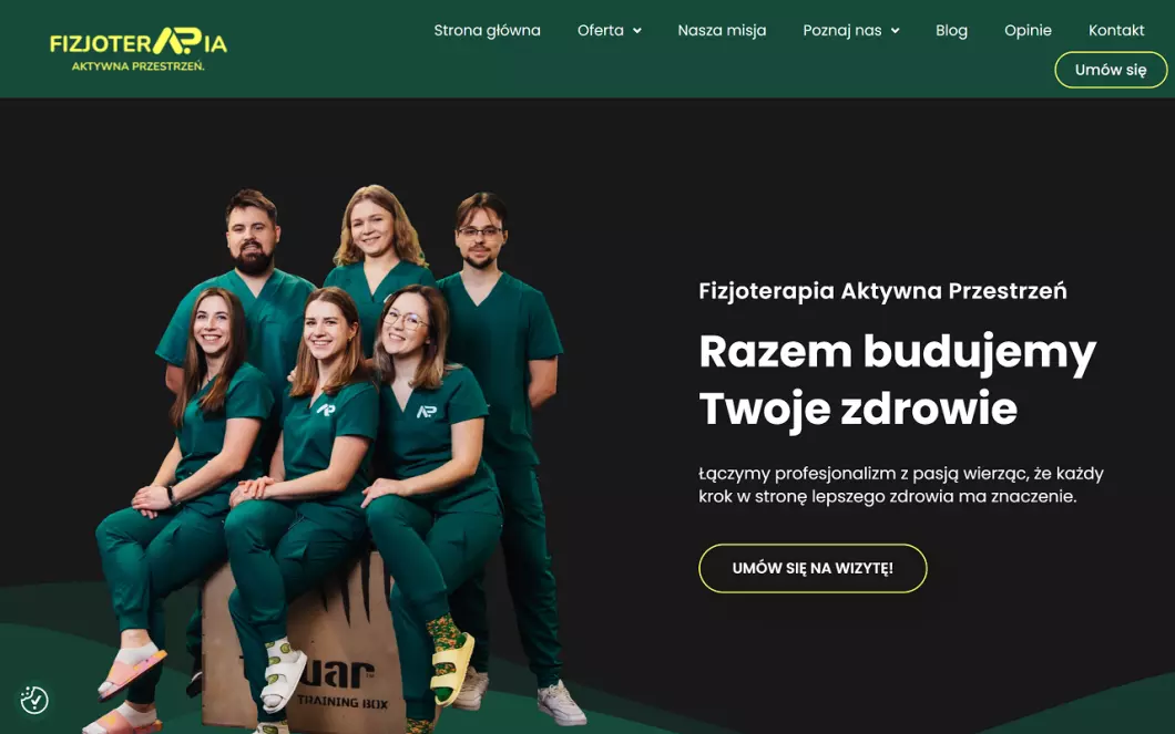 Zrzut ekranu strony Fizjoterapia Kraków - Aktywna Przestrzeń