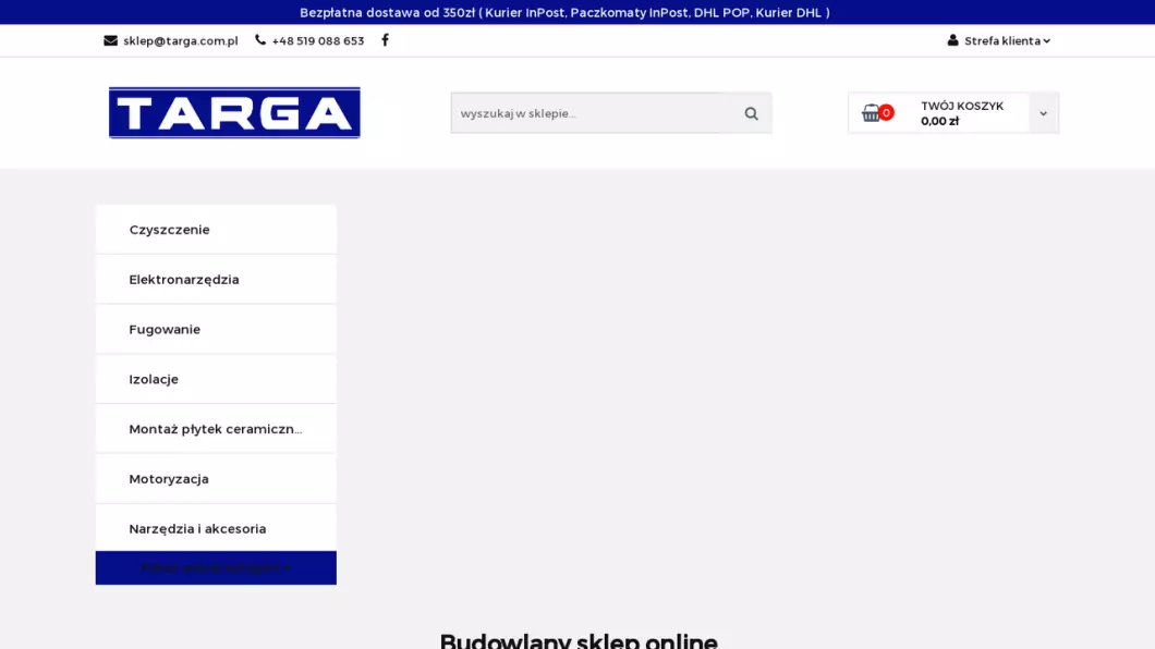 Zrzut ekranu strony Targa
