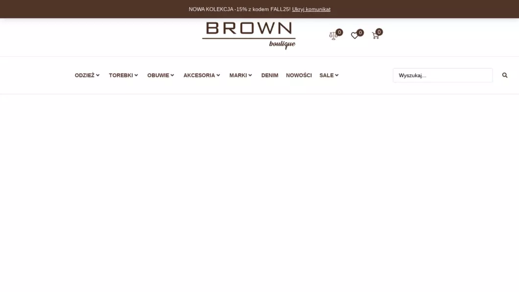 Zrzut ekranu strony Ekskluzywna odzież damska BROWN Boutique