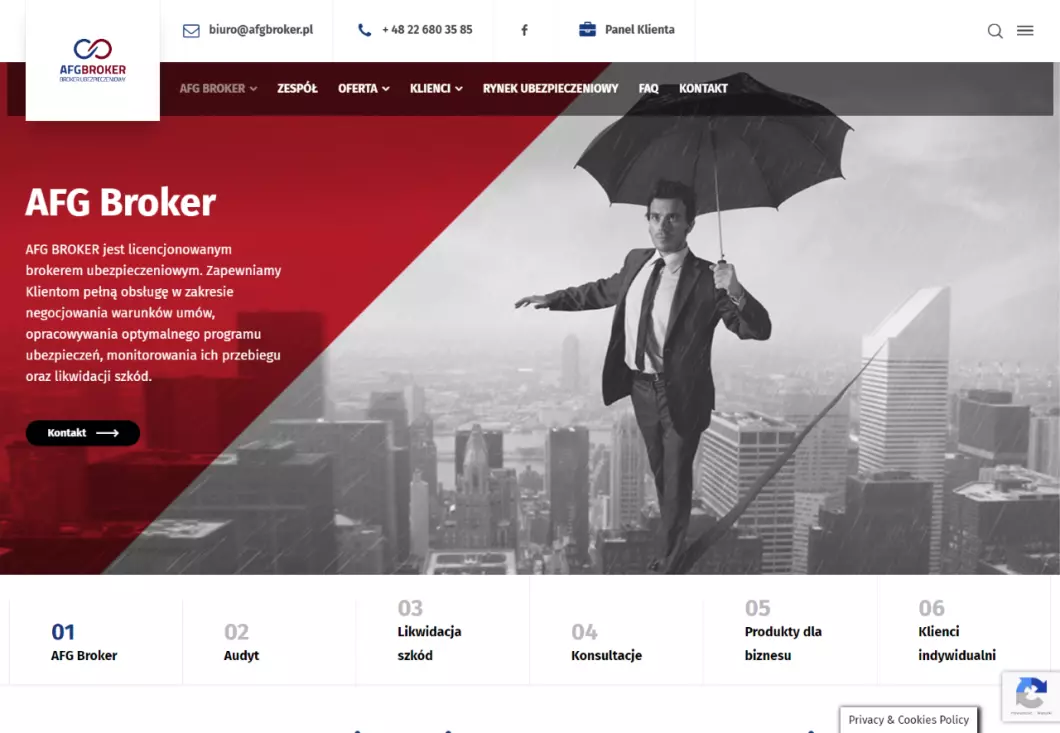 Zrzut ekranu strony Broker ubezpieczeniowy Warszawa - dystrybutor ubezpieczeń | AFG Broker