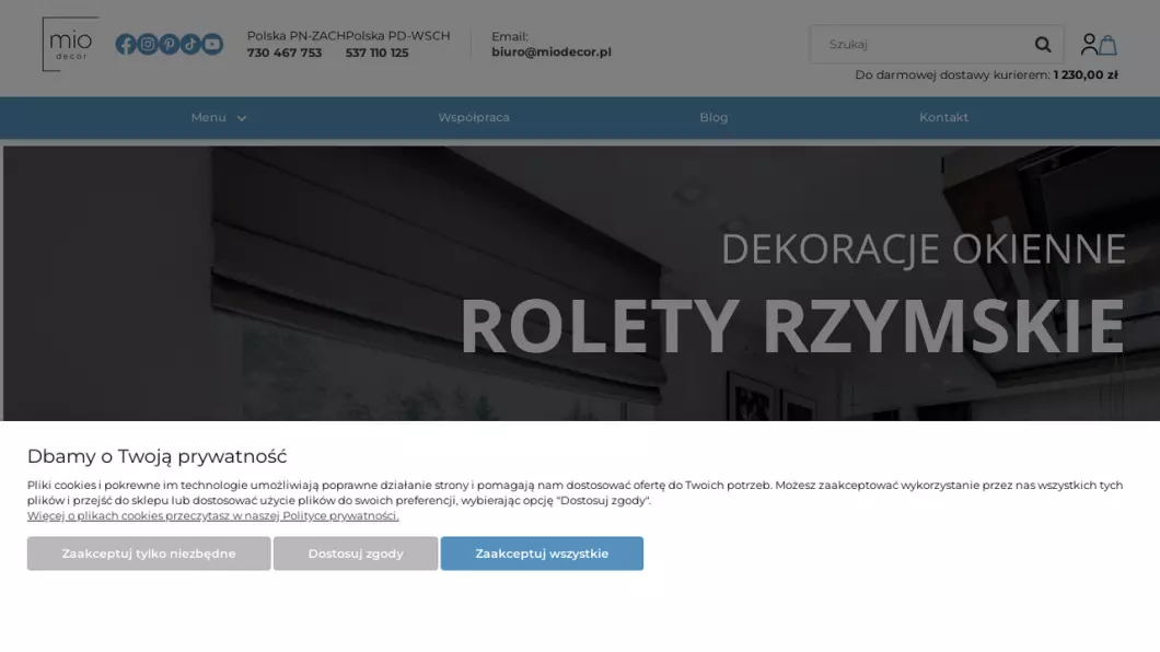 Zrzut ekranu strony Sklep z karniszami, roletami, zasłonami i firanami  Strefa Comfortu