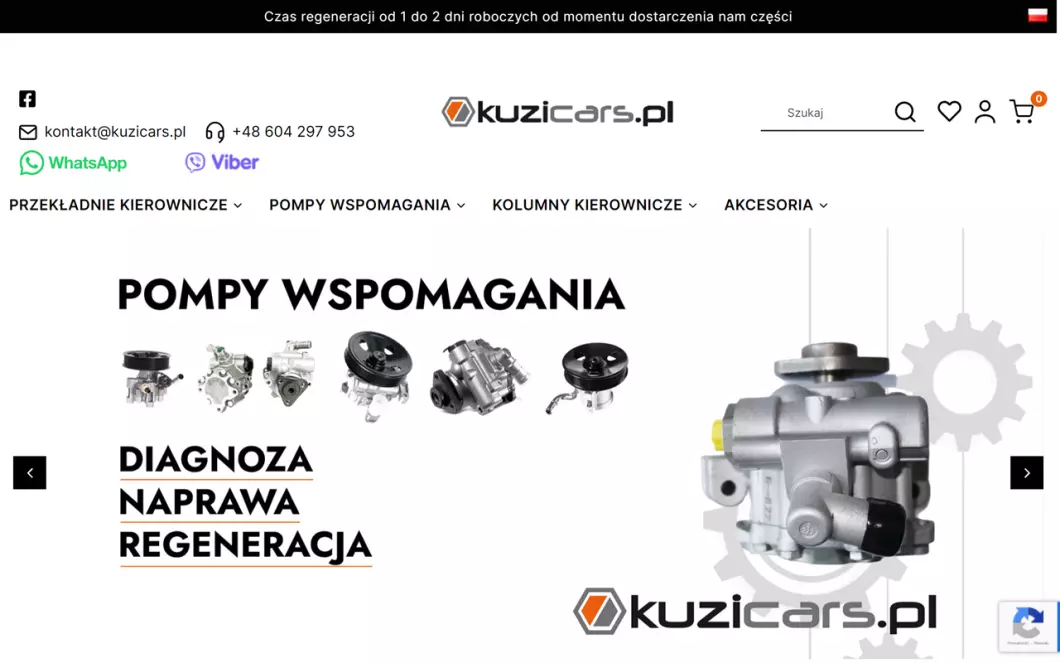 Zrzut ekranu strony Kuzicars - części samochodowe