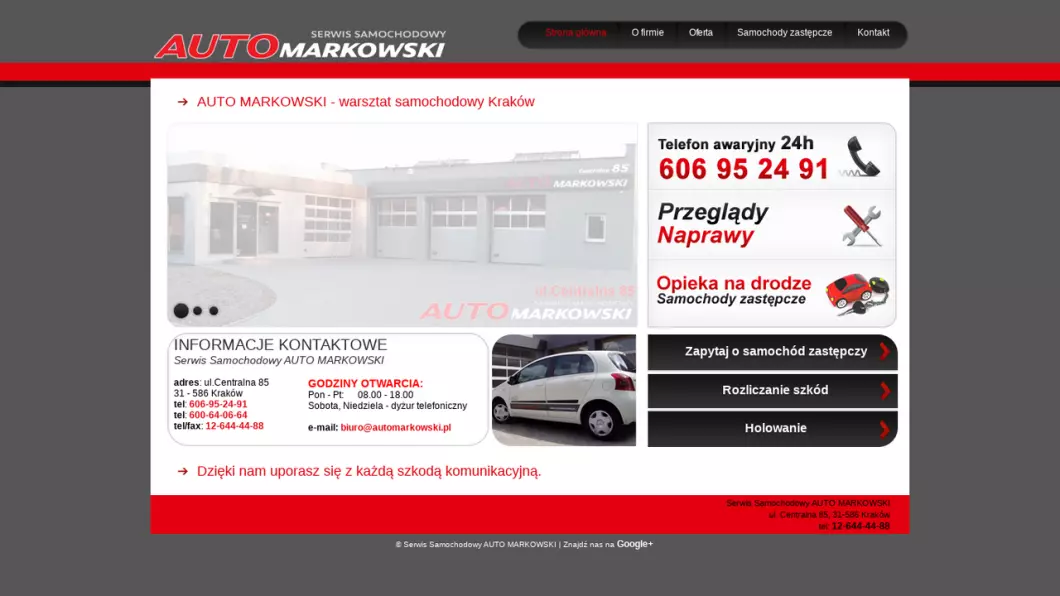 Zrzut ekranu strony Serwis Samochodowy AUTO MARKOWSKI