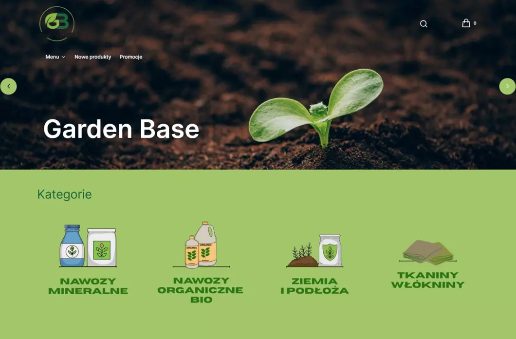Zrzut ekranu strony GardenBase