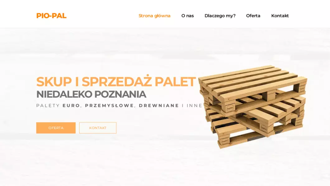 Zrzut ekranu strony Skup i sprzedaż palet PIO-PAL