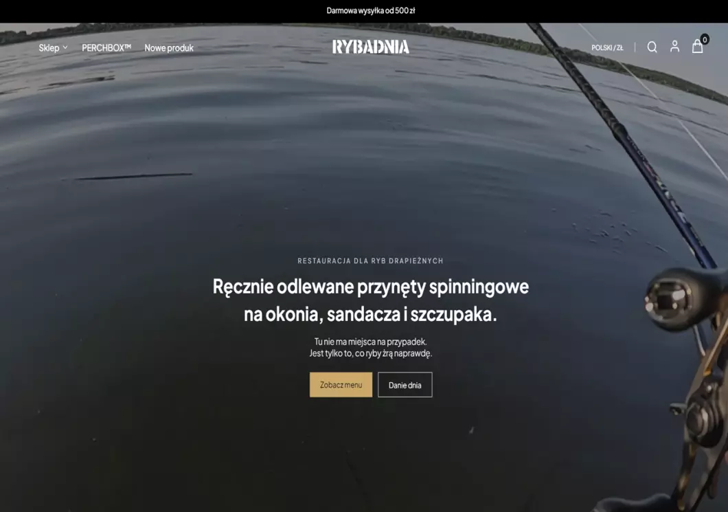Zrzut ekranu strony Przynęty spinningowe | Sklep internetowy Rybadnia
